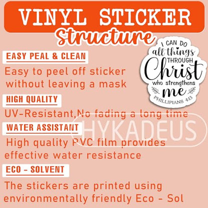 (3Pcs) I Can Do All Things Through Christ - Bible Verse Religious Sticker - color: I Can Do All Things Through Christ Leaves