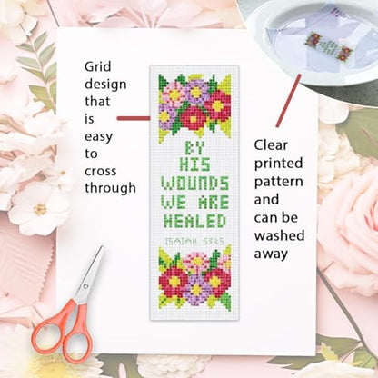 ORIGACH 6 Set Floral & Inspirational Verse Cross Stitch Bookmark Kit - style: Flower & Inspirational Verse