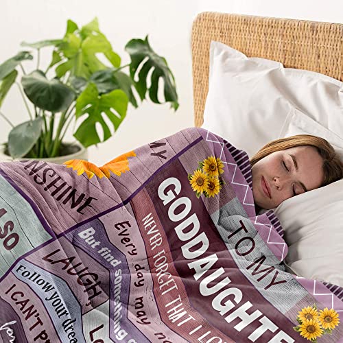 Quilazy Goddaughter Gifts from Godmother Godfather Godparents, God Daughter Gift Blanket, Christian Christmas Baptism First 1st Communion Confirmation Gifts for Teen Girls Women Blanket 60"X 50" - color: Purple（goddaughter）, size: 60"x50"