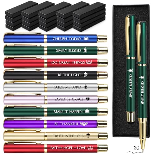 Fumete 30 Set Christian Pens Gifts Bulk with Quotes Box, Phrase Sign - style: Phrase Sign