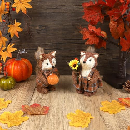 winemana 2 Pack Fox Fall Decorations for Home, Thanksgiving Table Decor - style: style 2