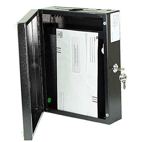 POCHAR Metal Large Suggestion Box With Slot and Lock, Safe Lock Tip Jar - color: Black
