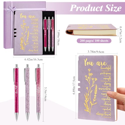 Affrolling 5 Pcs Christian Gifts for Women Church Religious Gifts A6 Bible Leather Notebook Pens with Box Prayer Journal for Men Bible Study Pastor's Wife Godmother Father(Purple) - color: Purple