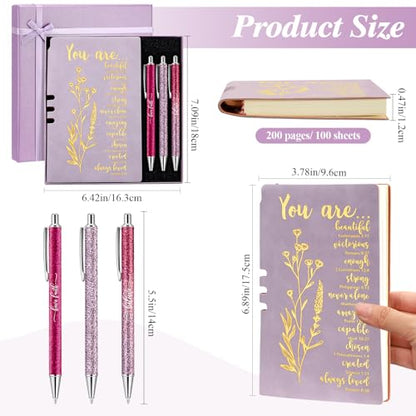 Affrolling 5 Pcs Christian Gifts for Women Church Religious Gifts A6 Bible Leather Notebook Pens with Box Prayer Journal for Men Bible Study Pastor's Wife Godmother Father(Purple) - color: Purple