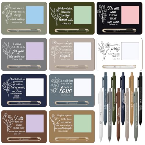 Eaasty 10 Sets Christian Sticky Note Holders with Notes and Ballpoint Pens - style: Bohemian
