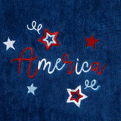 SKL Home Americana Script Hand Towel Set-2pc, Embroidered, Navy - color: America Script
