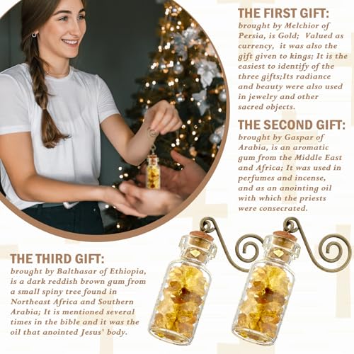 Zhanmai 1 Set Christmas Gold Frankincense and Myrrh Gifts Nativity