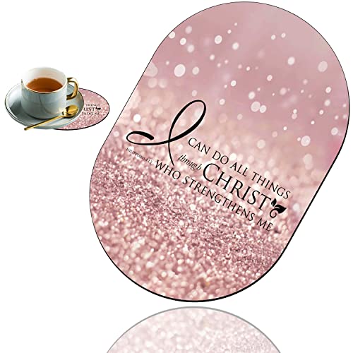 Personality Mouse Pad with Coaster Set, Bible Verse Pink Philippians 4-13 Fashion Design Mouse Pad Non-Slip Rubber Gaming Mouse pad Computer Laptop - color: Bible Verse Pink Philippians 4 -13