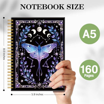 ERHACHAIJIA Luna Moth Bullet Lined Spiral Notebook Gifts for Women Student - color: Purple-blue