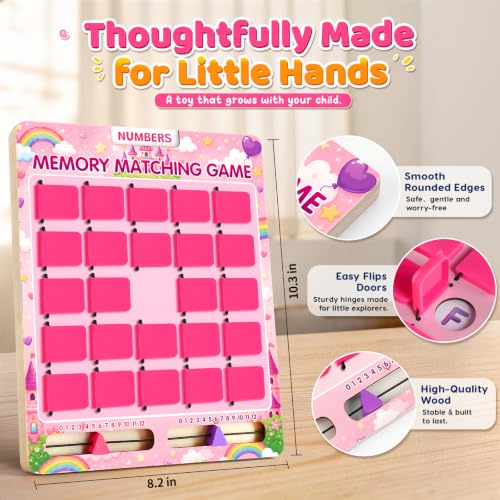 Matching Memory Game for Kids, Pink - color: Pink