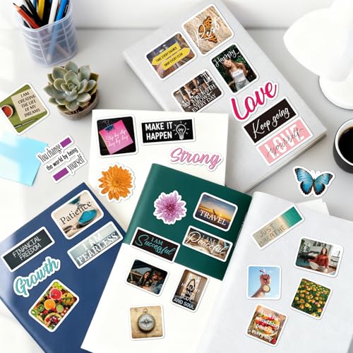Motivational Stickers for Adults - 50 Pcs Positive Water Bottle Stickers for Vision Board, Inspirational Waterproof Scrapbook Sticker for Students Teachers, Vinyl Decals for Laptop Journal - style: Positive