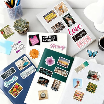 Motivational Stickers for Adults - 50 Pcs Positive Water Bottle Stickers for Vision Board, Inspirational Waterproof Scrapbook Sticker for Students Teachers, Vinyl Decals for Laptop Journal - style: Positive