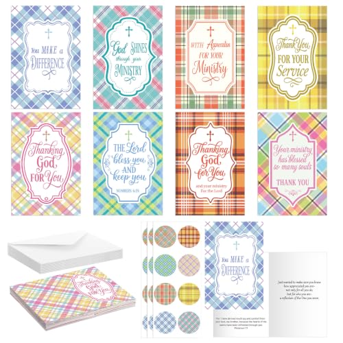 24 Pack Christian Pastor Ministry Appreciation Card, Ministry Plaid - style: Ministry Plaid