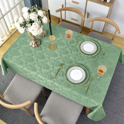 SASTYBALE Flower Jacquard Rectangle Tablecloth 60 x 120 Inch, Sage Green - color: Sage Green, size: 120" x 60" (Rectangular)