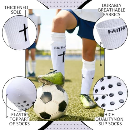 Glitopper 6 Pairs Cross Grip Soccer Socks US 6-13 christian - color: White, style: Classic
