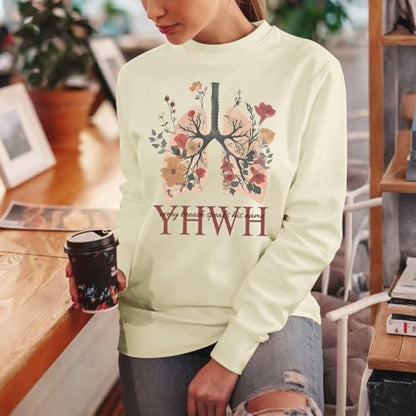 Christian Jesus Sweatshirts for Women YHWH God Bible Verse Sweatshirt Faith Long Sleeve Shirts Religious Pullover - color: Apricot, size: Small