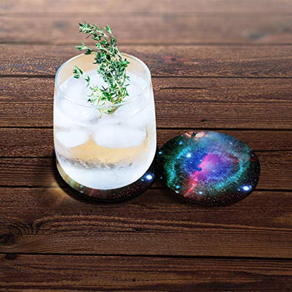 CARIBOU Coasters, Clash of Cosmo Galaxy Design Absorbent Round Fabric Felt Neoprene Car Coasters for Drinks (2.87 inches), 2pcs Set - color: Clash of Cosmo Galaxy