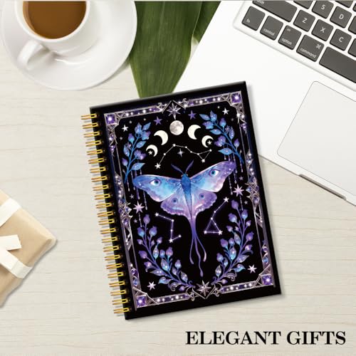 ERHACHAIJIA Luna Moth Bullet Lined Spiral Notebook Gifts for Women Student - color: Purple-blue