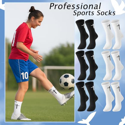 Chicingyou Christian Cross Socks for Men Youth, Us Size 6-12 - color: White, Black