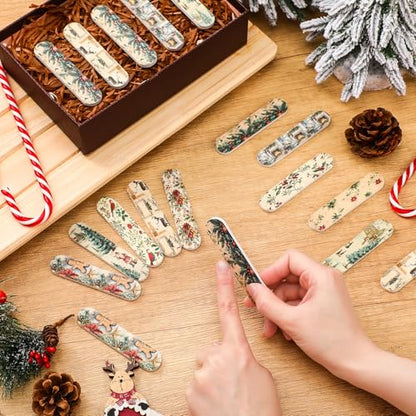 50 Pack Christmas Mini Nail Files Gifts Bulk Christmas Emery Boards - style: Retro