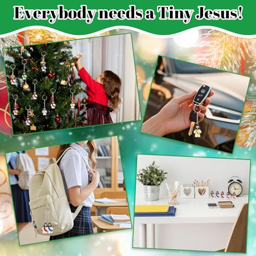 Yelakey 50/100pcs Jesus Love You Keychains Bulk Mini Jesus Figures - color: Multicolor2, size: 100 Pcs