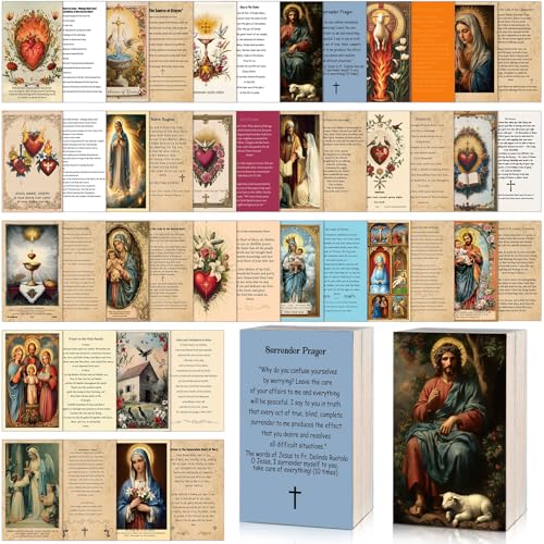 220 Pcs Catholic Prayer Card Assorted Holy Christian Christmas Cards for Peace Mass Devotional Bible Bookmark Set Catholic Saints Inspirational Religious Gift for Woman Man (Vintage) - style: Vintage