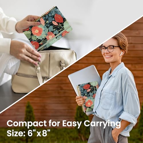 Taja Lined Spiral Journal for Women, A5 Cute Hardcover Notebook for Work - color: S-Poppy Garden
