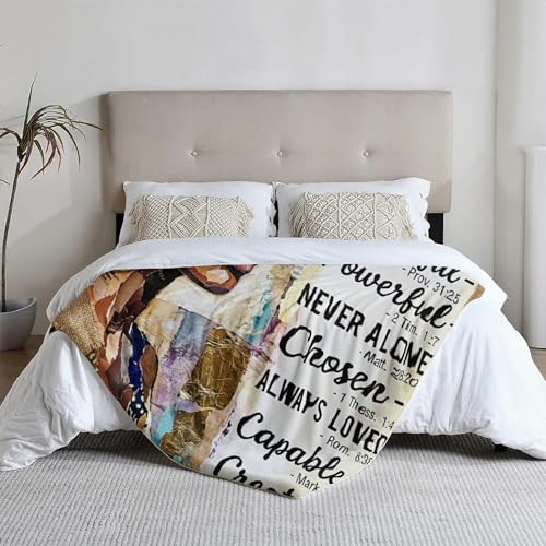 African American Black Girl Women Blanket - Christian Birthday Gifts Blanket- Inspirational Flannel Religious Spiritual Throw Blanket Home Decor 50x60inch - color: Hrmt1