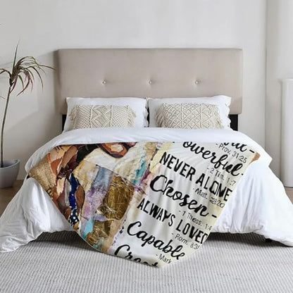 African American Black Girl Women Blanket - Christian Birthday Gifts Blanket- Inspirational Flannel Religious Spiritual Throw Blanket Home Decor 50x60inch - color: Hrmt1