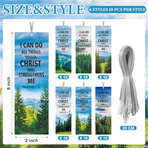 Dispowreath 60 Pcs I Can Do All Things Through Christ Bookmarks Religious Philippians 4: 13 Bookmarks Church Exchange Gifts for Men & Women Sunday School Vbs Church Prizes Party Favors - style: I Can Do All Things Through Christ