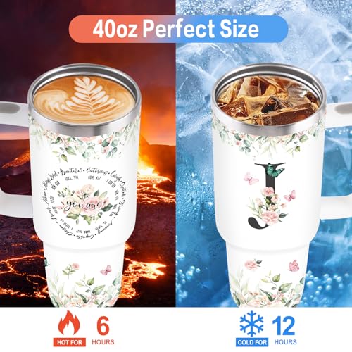 Christian Gifts for Women, Christian Monogrammed Tumbler 40oz - style: Initial J cup