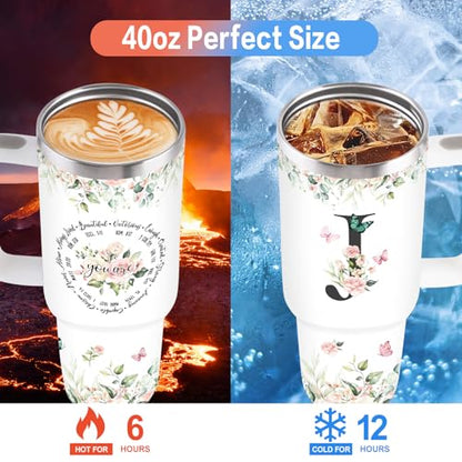 Christian Gifts for Women, Christian Monogrammed Tumbler 40oz - style: Initial J cup