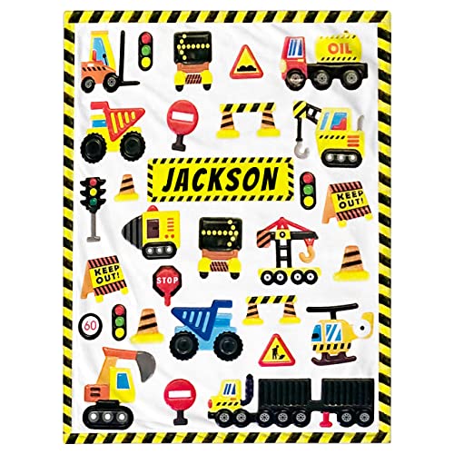 Personalized Baby Blanket for Boys, Custom Baby Blanket with Name Super Soft Personalized Name Blankets for Kids, Custom Engineering Blankets for Infant Toddler, Babys Gifts for Birthday - color: Engineering Vehicle