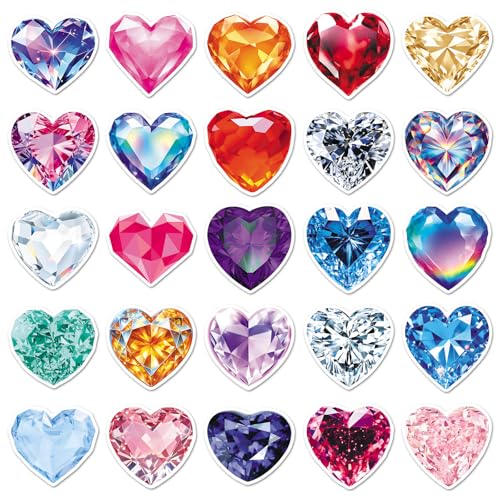 50 Pcs Brilliant Heart Diamond Stickers with Diamond Hearts Come with Adhesive Backing, Suitable for Phone Cases, Cups, and laptops (Heart Diamond) - color: Heart Diamond