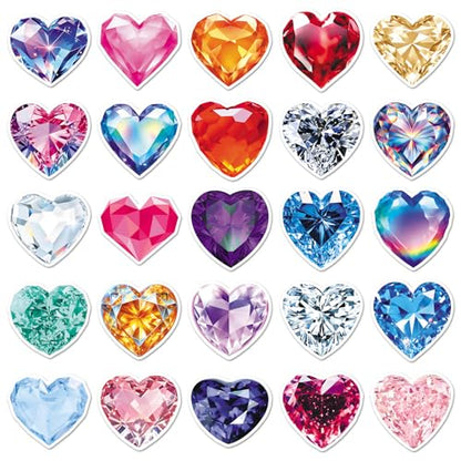 50 Pcs Brilliant Heart Diamond Stickers with Diamond Hearts Come with Adhesive Backing, Suitable for Phone Cases, Cups, and laptops (Heart Diamond) - color: Heart Diamond