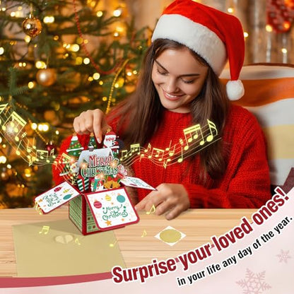 FaCraft Musical Christmas Cards, with Lights & Music Pop Up Santa Gift Box - color: 05 - Christmas Santa