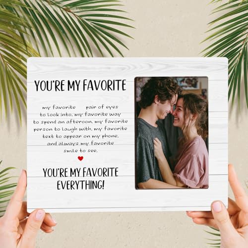 Anniversary Couple Gifts for Girlfriend Boyfriend, You Are My Favorite, Romantic Couples Wooden Picture Frame Gifts, Fits 4x6 Photo Frame