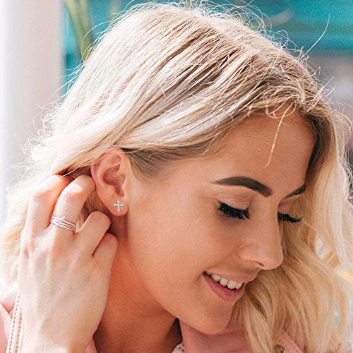 Rnivida 925 Sterling Silver Cross Stud Earrings for Women - color: Cross Silver
