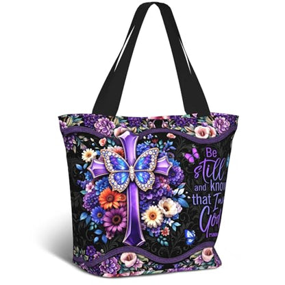 Bible Tote Bags For Women Religious Church Bag Christian Tote Bags Inspirational For Women Organizer Christian Gift - color: Bible Cross 2
