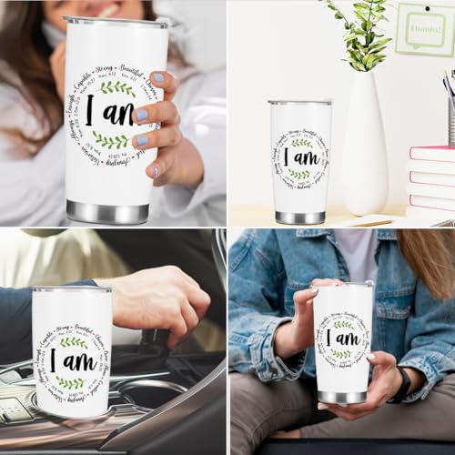 Christian Gifts for Women Men Girls Tumbler, Inspirational Bible Verse Scripture Gifts Birthday Christmas, Faith Religious Coffee Mug Stainless Steel Vacuum Insulated Double Wall Travel Cup with Lid - color: I Am Strong 1224