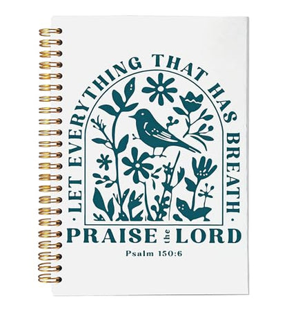 VNWEK Christian Flower Bird Spiral Notebook Journal 5.5 x 8.3 Inch, Let Everything That Has Breath Praise the Lord Bible Journal, Religious Scripture Lined Hardcover Spiral Notebook - color: 30-XZ-bible-notebook