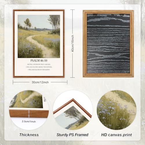 LHIUEM Framed Christian Artworks Bible Verse Canvas Wall Art Set of 3(12”X16”)Cross Bible Verse Decor Christian Art Prints Large Scripture Wall Art Religious PSALM LUKE Quote Pictures for Home Office - color: Christian 2