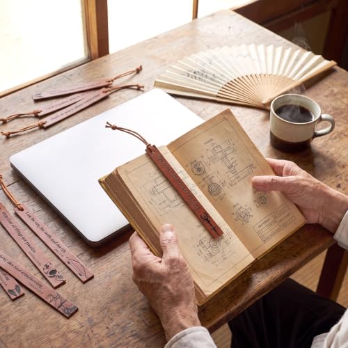 12 Pcs Leather Bible Bookmarks for Men with Scripture Verses, 6 Inch - color: Brown