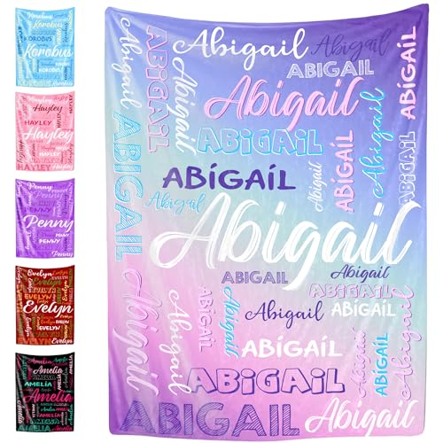 Custom Name Blanket for Baby Boys Girls, Personalized Baby Name Throws Blankets, Customize Blanket Gifts for Kids Newborn Men Women - color: Design 02-purple-blue