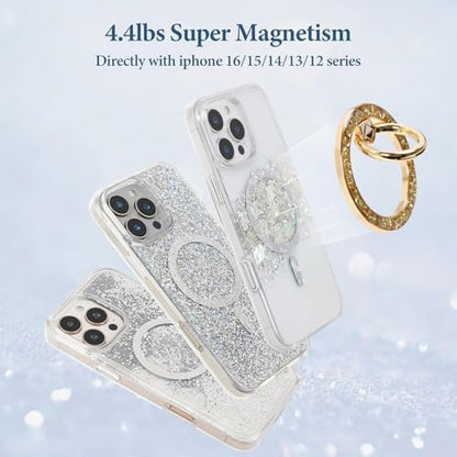 Magnetic Phone Ring for MagSafe Grip [Super Magnet] StylishTwinkle Design Ring Holder Stand, magsafe pop Socket (Gold) - color: Gold