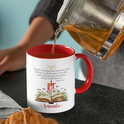 Bible And Daisy Coffee Mug, Customized Name Christian Cup, Gift For Daughter, Religious Themed Accent Mug 11oz 15oz, Personalized Cross Ceramic Cup, Custom Bible Verse Mug - color: XUA-624-2337-Daisy Bible With Dove