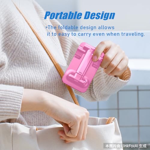 Phone Stand for Desk, Cell Phone Holder Cute Smart Cellphone Stand Foldable Stands Compatible with Under 8" Devices, Office Accessories, Sakura Pink - color: D-Pink