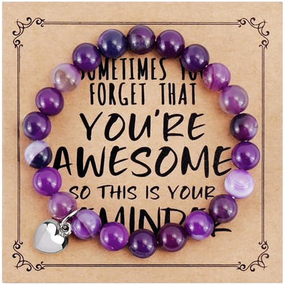 VIBILIA Cross Beaded Bracelets for Women, Birthday Gifts - color: E 2. Heart - Purple Banded