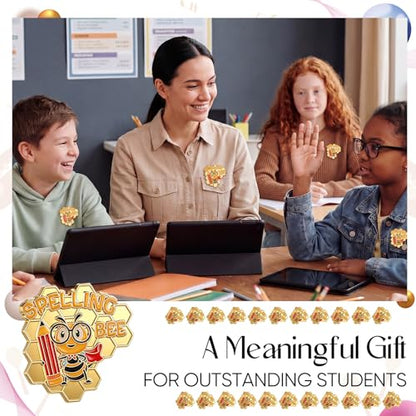 Knitgrip Award Lapel Pins Bulk Academic Recognition Enamel Pins Honors Gift for Student Office Government Club Members - style: Spelling Bee