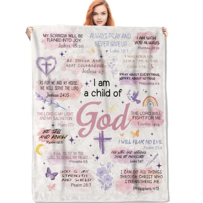 Inspirational Christian “I am a Child of God” Blanket Gifts for Women Mom - color: Inspirational Christian, size: 50"x60"